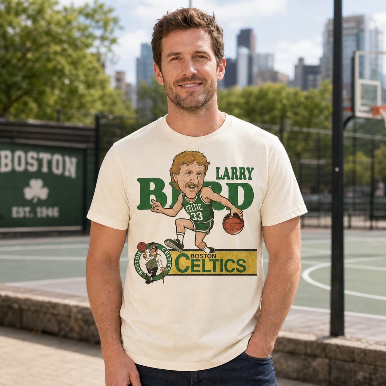Boston Celtics Retro Larry Bird Basketball 1984 Shirt