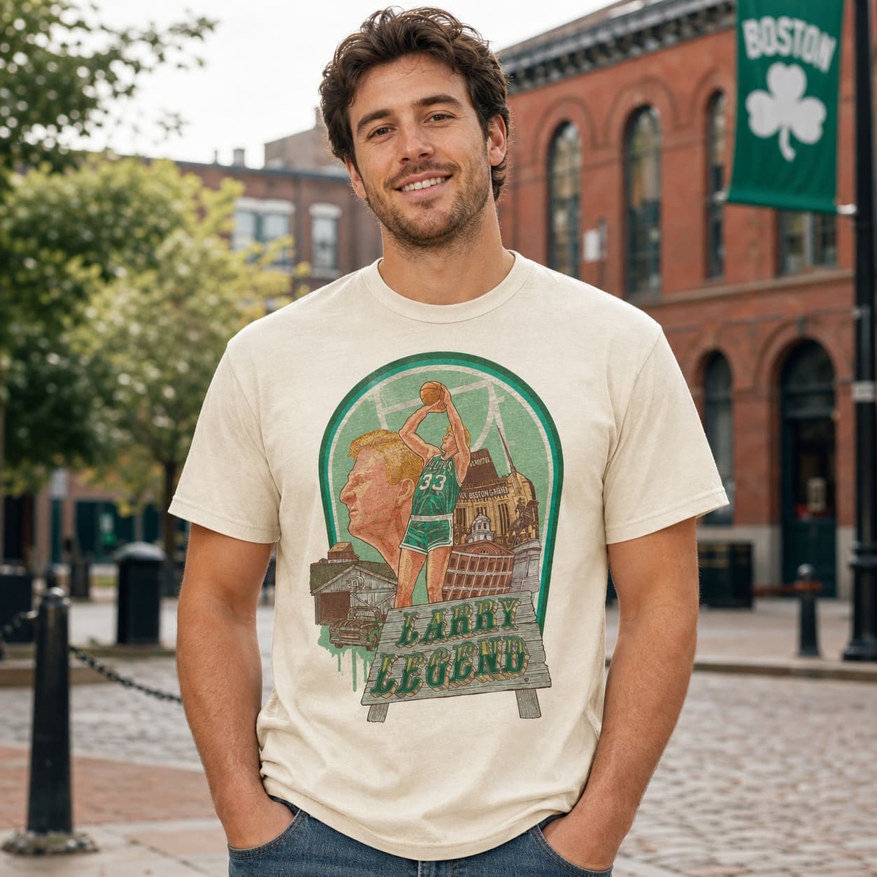 Boston Celtics Retro Larry Bird Basketball 1985 Shirt