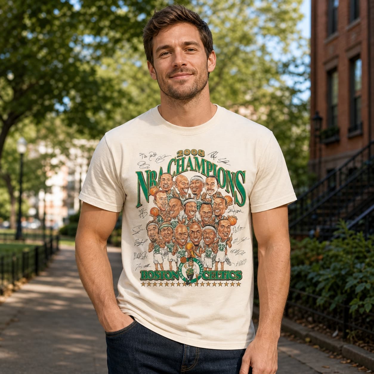 Boston Celtics Retro World Champions Basketball 2008 Shirt