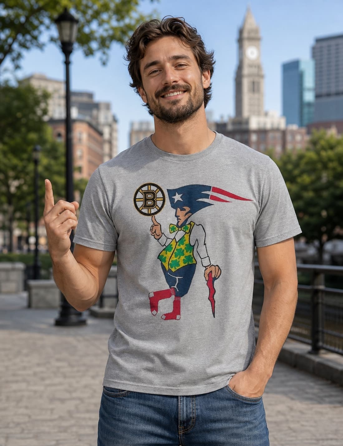 Boston Patriots Celtics Red Sox Bruins Vintage Football Baseball Basketball Hockey Lucky Artwork Shirt