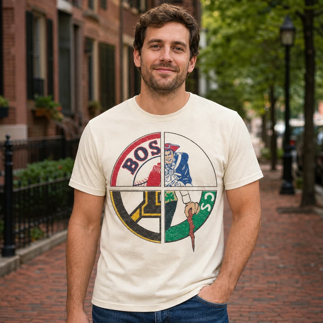 Boston Patriots Celtics Red Sox Bruins Vintage Football Baseball Basketball Hockey Shirt