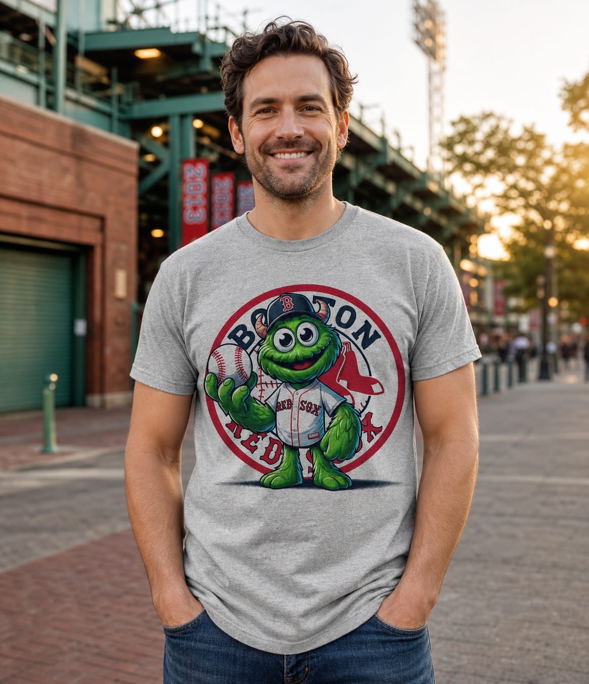 Boston Red Sox Exclusive Retro Baseball Mascot Artwork Shirt