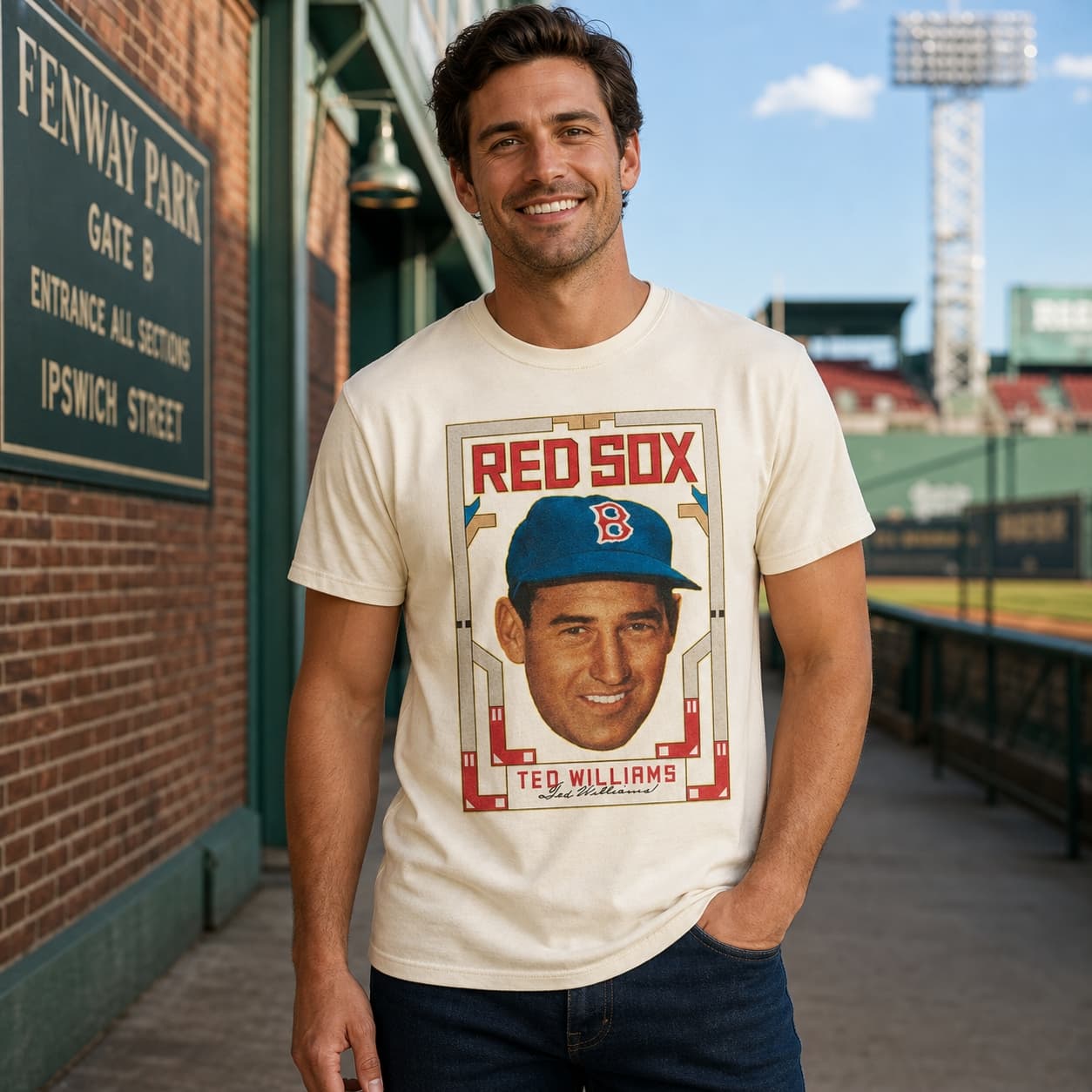 Boston Red Sox Retro Ted Williams Baseball 1952 Artwork Shirt