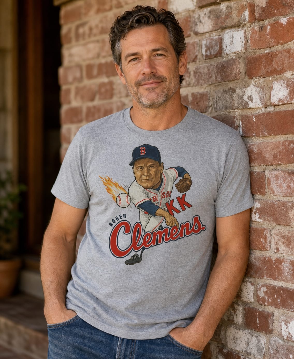 Boston Red Sox Roger Clemens Retro Baseball 1985 Artwork T-Shirt