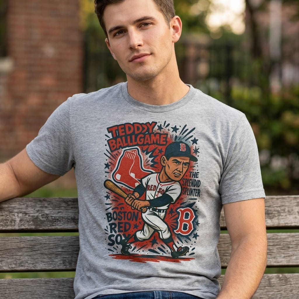 Boston Red Sox Ted Williams Graffiti Splendid Splinter Retro Baseball Artwork Shirt