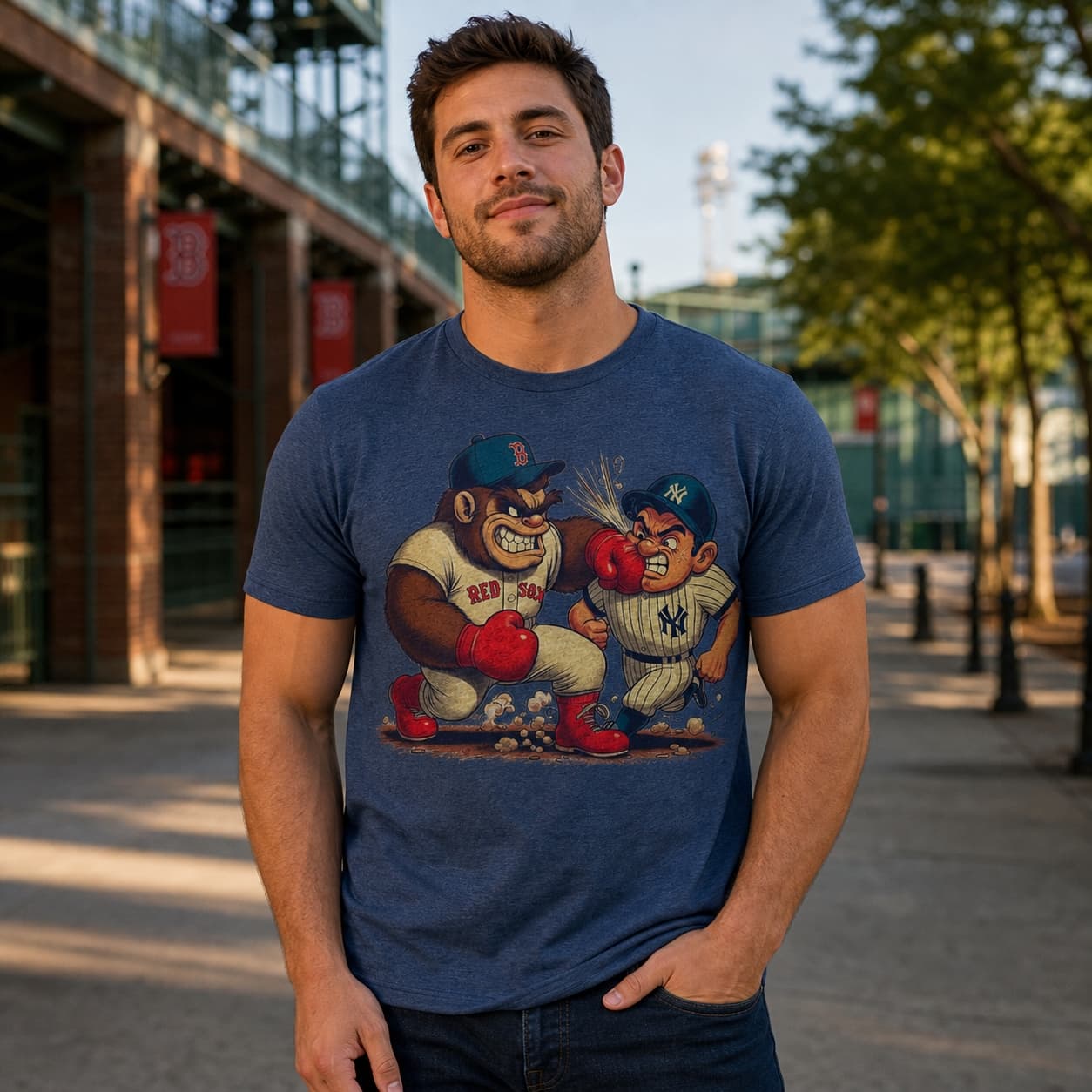 Boston Red Sox vs. New York Yankees Retro Rivalry Baseball 1984 Artwork Shirt