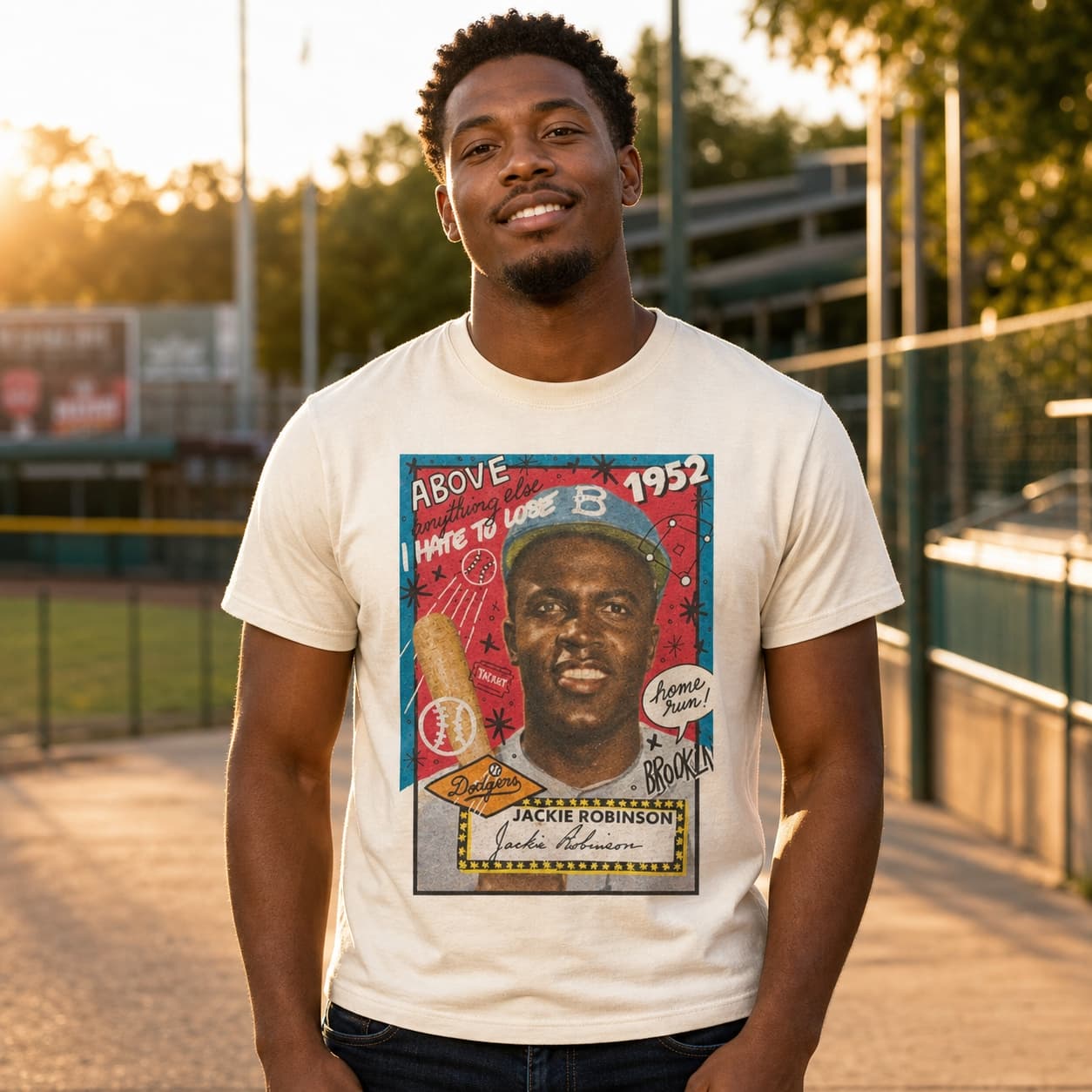 Brooklyn Dodgers Retro Jackie Robinson Baseball 1952 Artwork Shirt