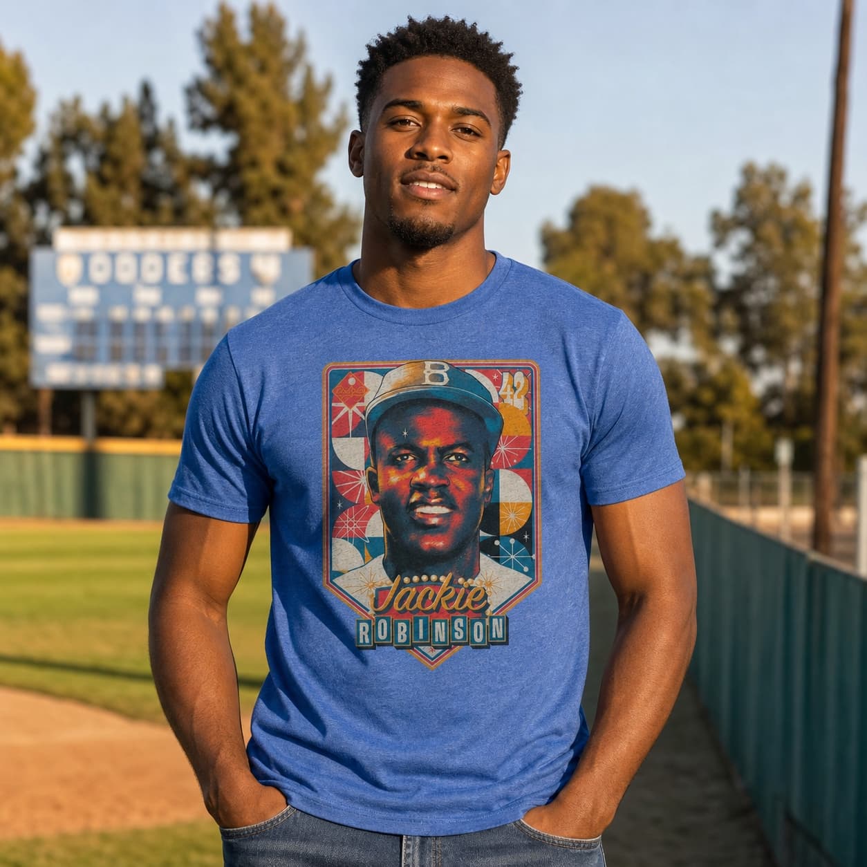 Brooklyn Dodgers Retro Jackie Robinson Baseball 1953 Artwork Shirt