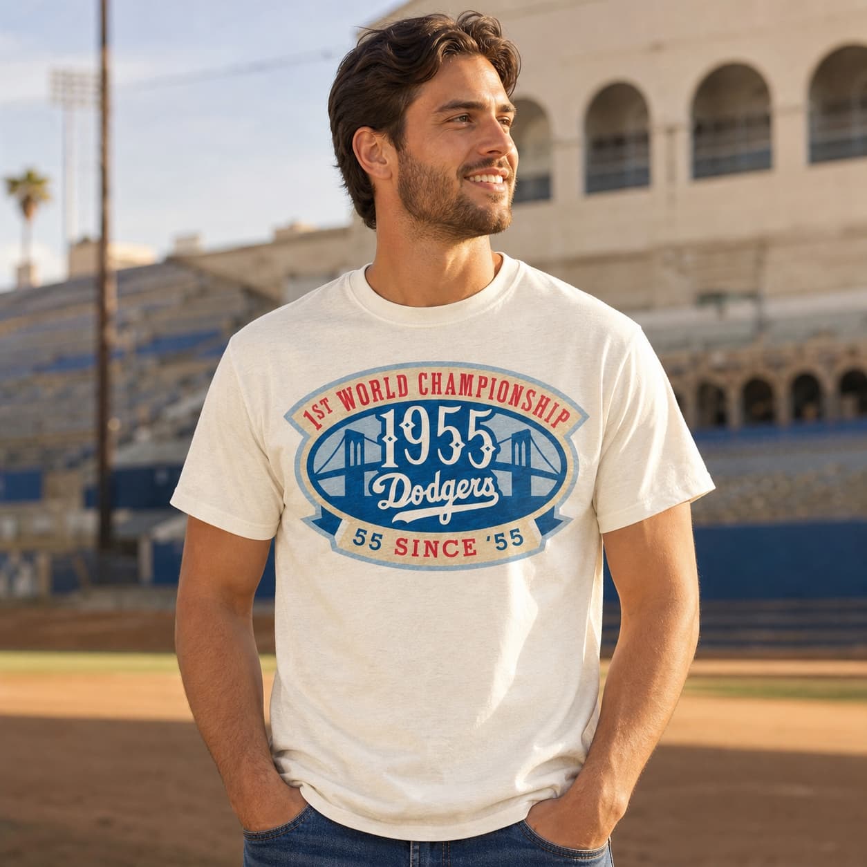 Brooklyn Dodgers Vintage World Series Champions Baseball 1955 Artwork Shirt