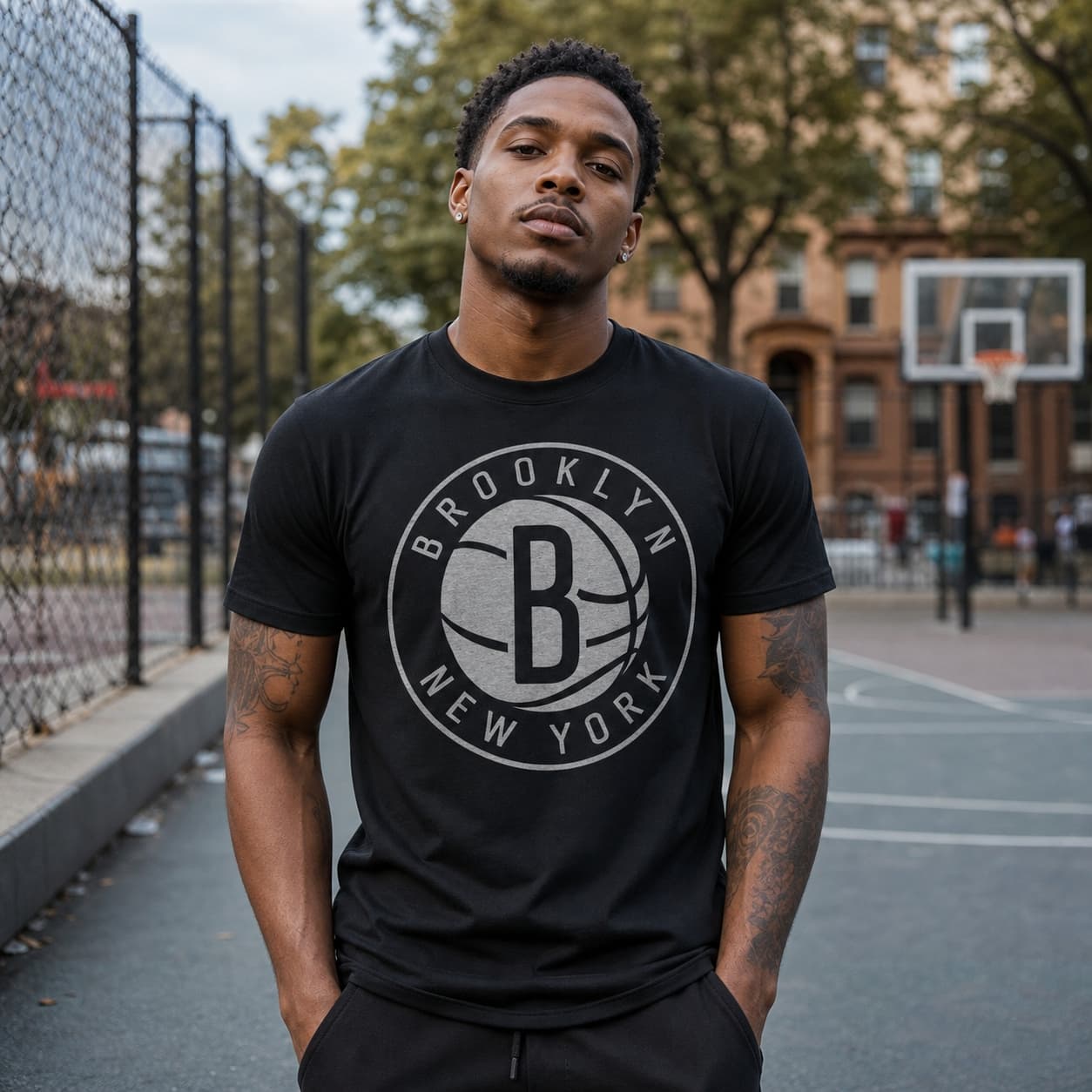 Brooklyn Nets Retro Basketball Circle Shirt