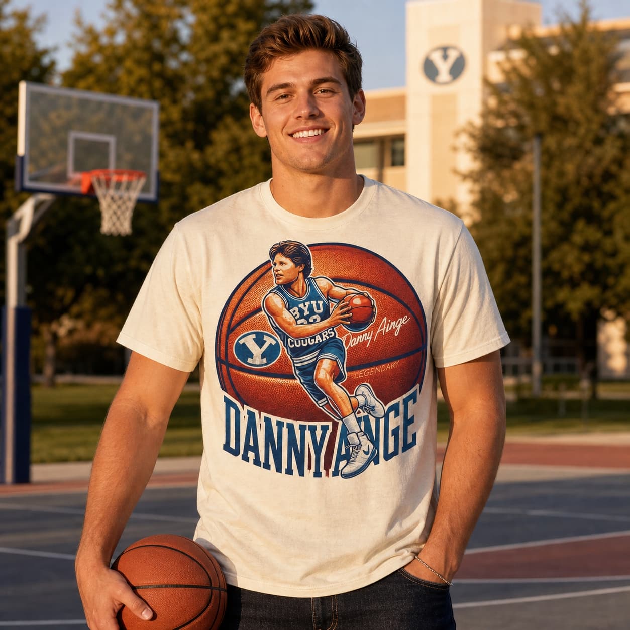 BYU Cougars Danny Ainge Exclusive Retro March Madness Basketball Shirt