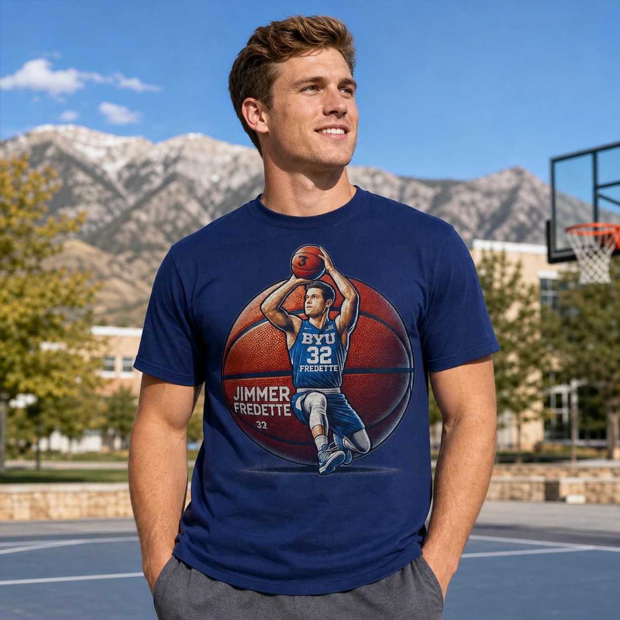 BYU Cougars Jimmer Fredette Exclusive Retro March Madness Basketball Shirt
