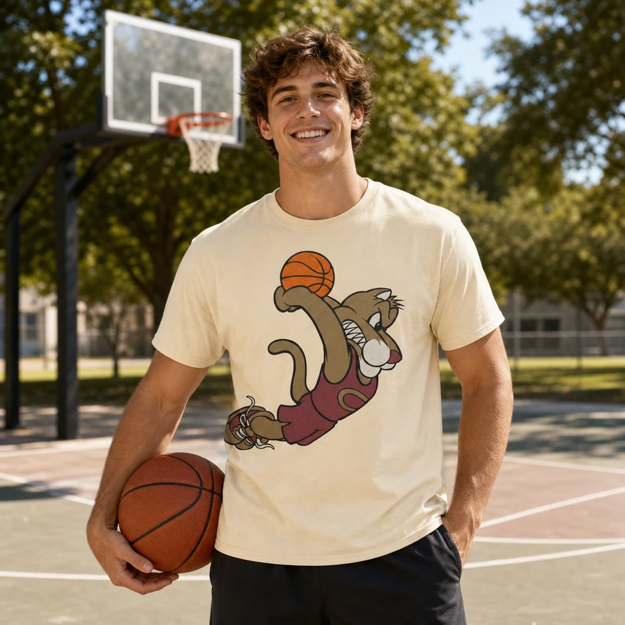 Charleston Cougars Retro Basketball Mascot 1997 Shirt