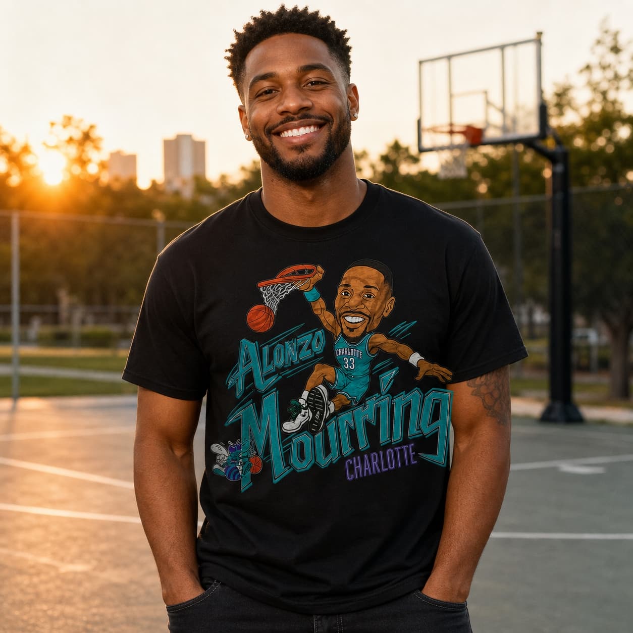 Charlotte Hornets Alonzo Mourning Retro Basketball 1993 Shirt