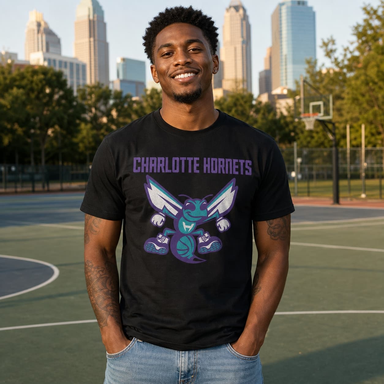 Charlotte Hornets Exclusive Retro Basketball Mascot 1997 Shirt