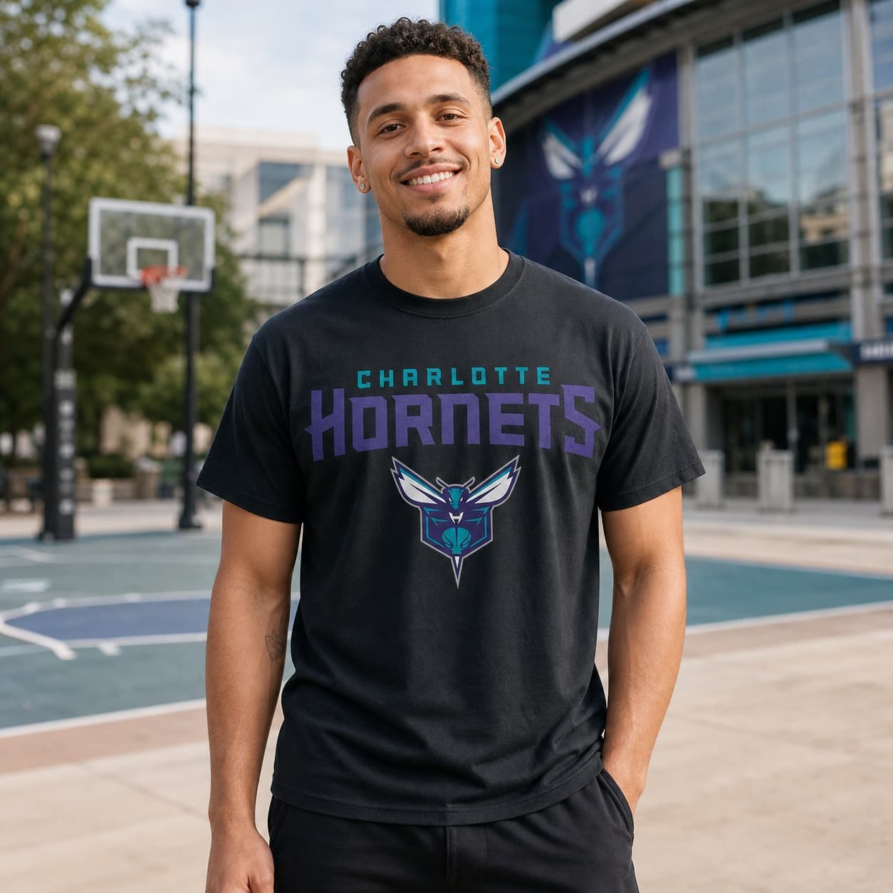 Charlotte Hornets Exclusive Retro Basketball Mascot Shirt
