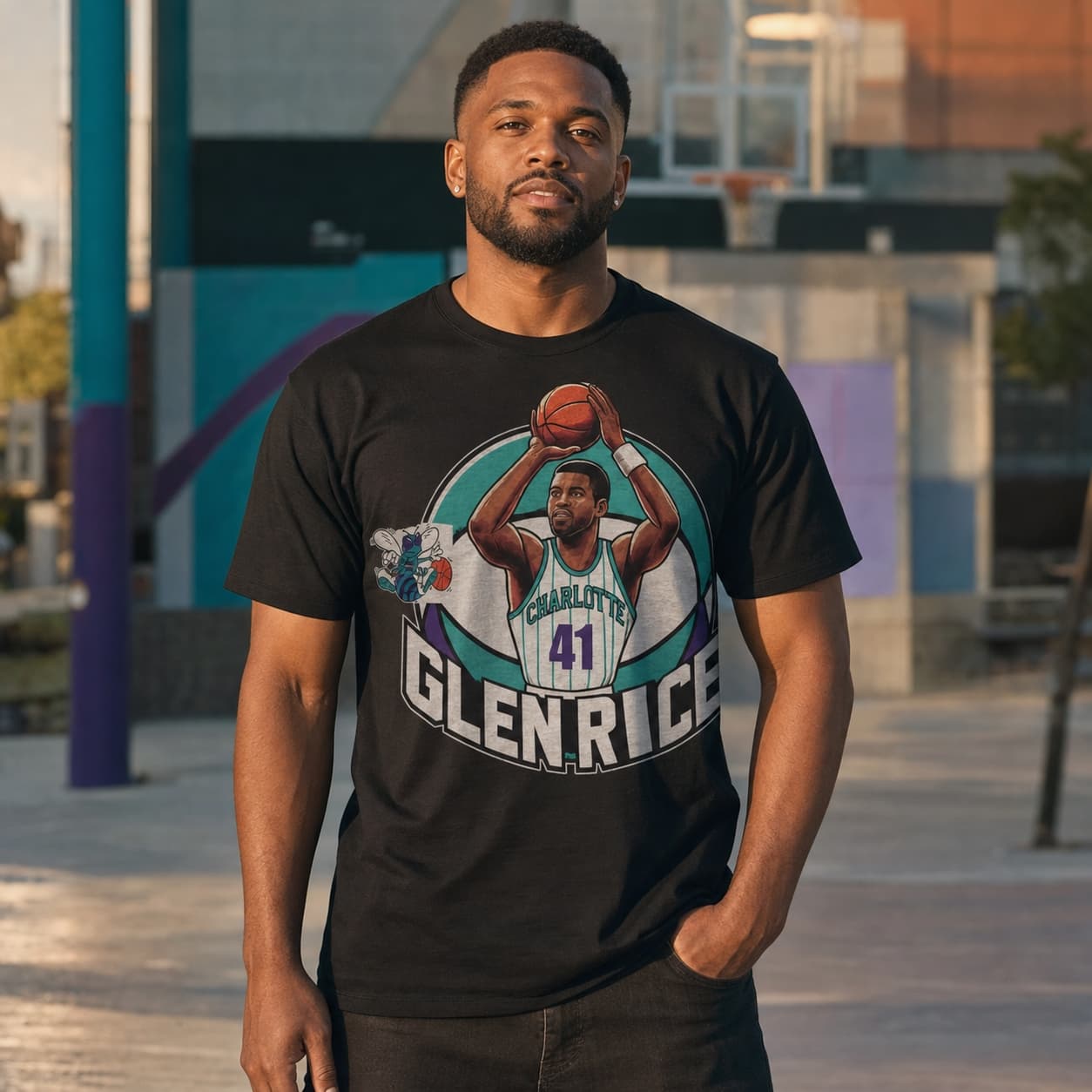 Charlotte Hornets Glen Rice Exclusive Retro Basketball Shirt