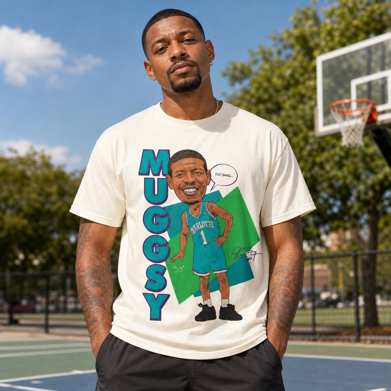 Charlotte Hornets Retro Muggsy Bogues Basketball 1988 Shirt