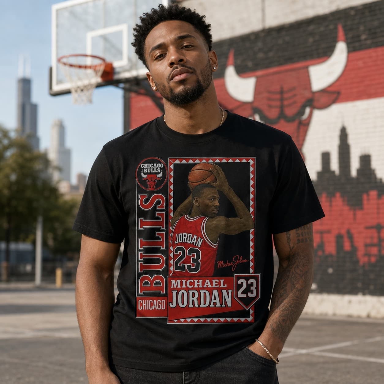 Chicago Bulls Michael Jordan Exclusive Retro Basketball Card 1987 Shirt