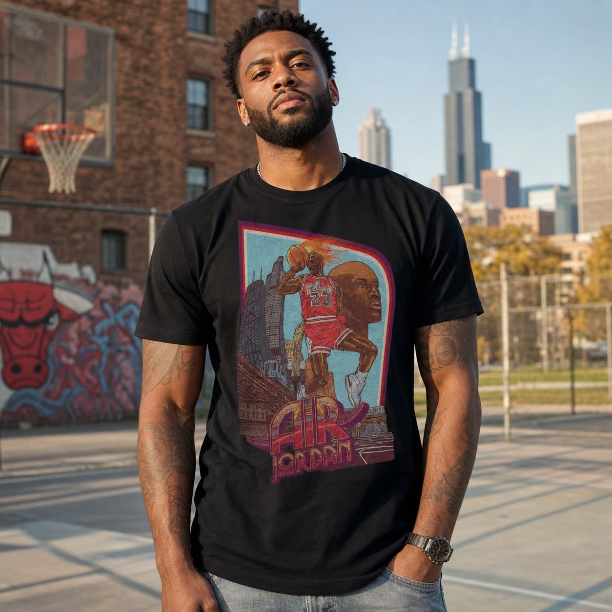 Chicago Bulls Retro Michael Air Jordan Basketball 1986 Shirt
