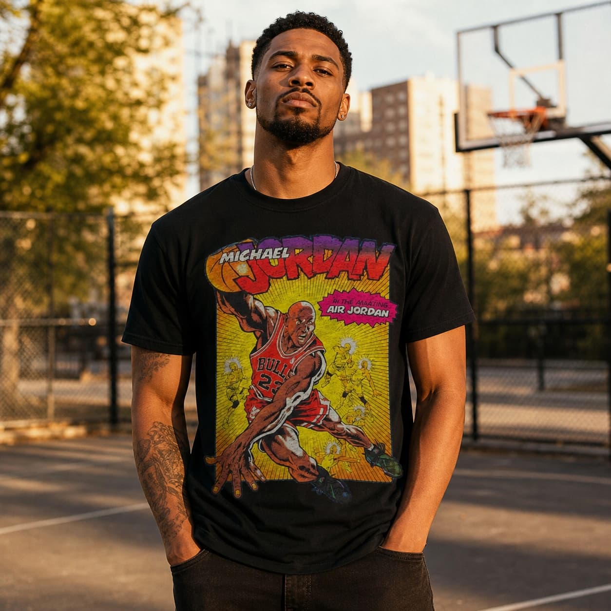 Chicago Bulls Retro Michael Air Jordan Basketball Comic 1991 Shirt