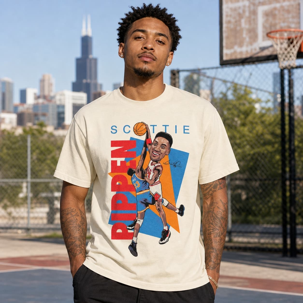 Chicago Bulls Retro Scottie Pippen Basketball 1989 T-Shirt
