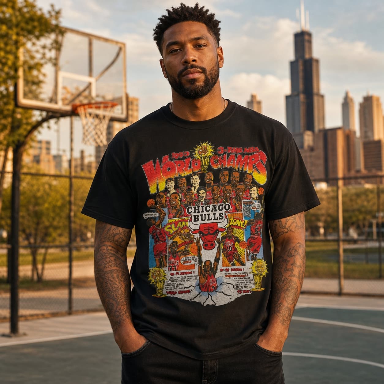 Chicago Bulls Retro World Champs Basketball 1993 Shirt