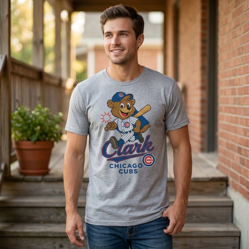 Chicago Cubs Clark Mascot Retro Baseball Artwork Shirt