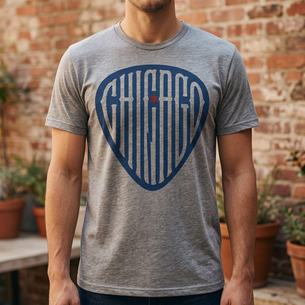 Chicago Cubs Guitar Pick Retro Baseball T-Shirt