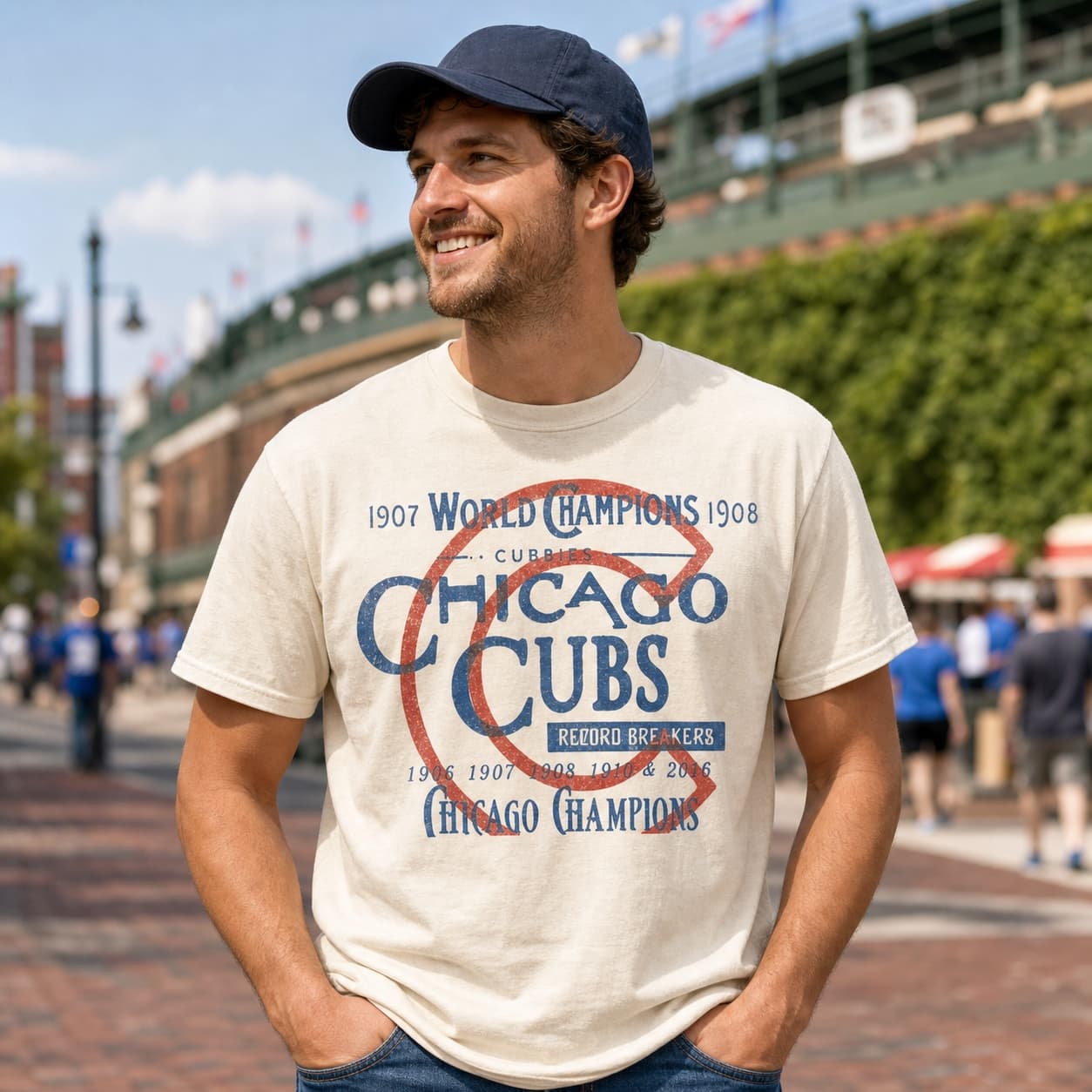 Chicago Cubs Retro Baseball Championship Artwork Shirt