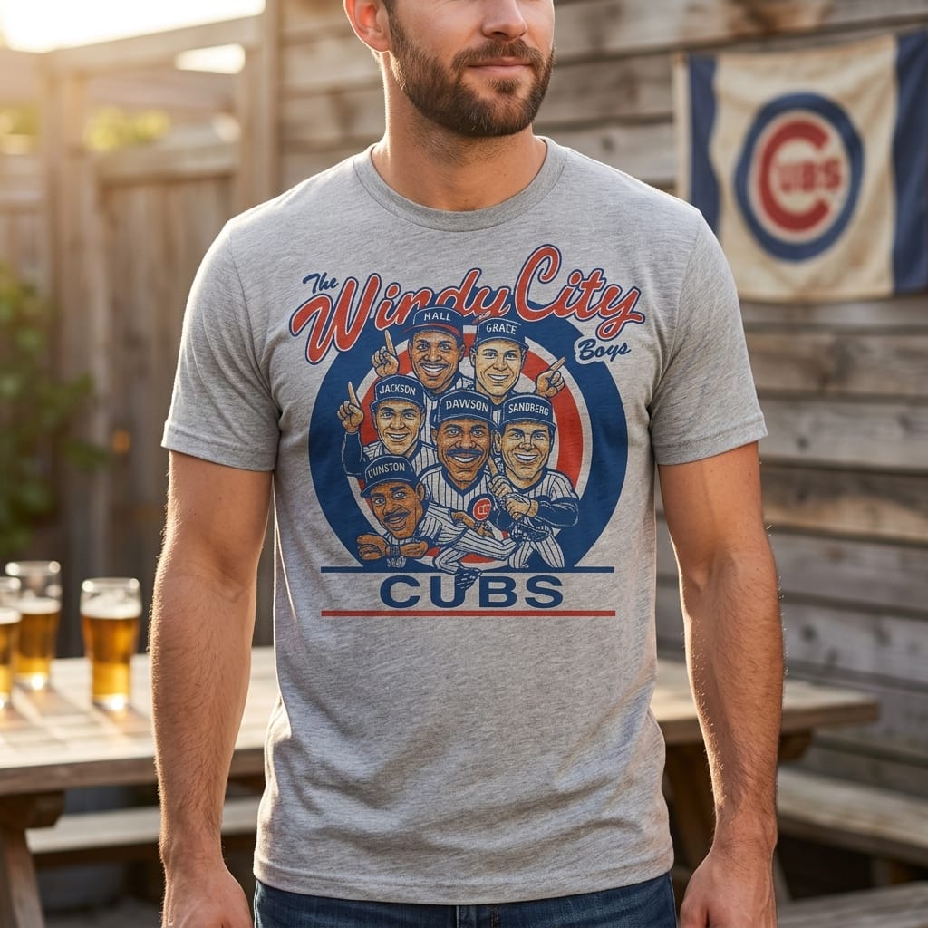 Chicago Cubs The Windy City Boys Dawson, Grace, Sandberg Retro Baseball 1989 Artwork Shirt