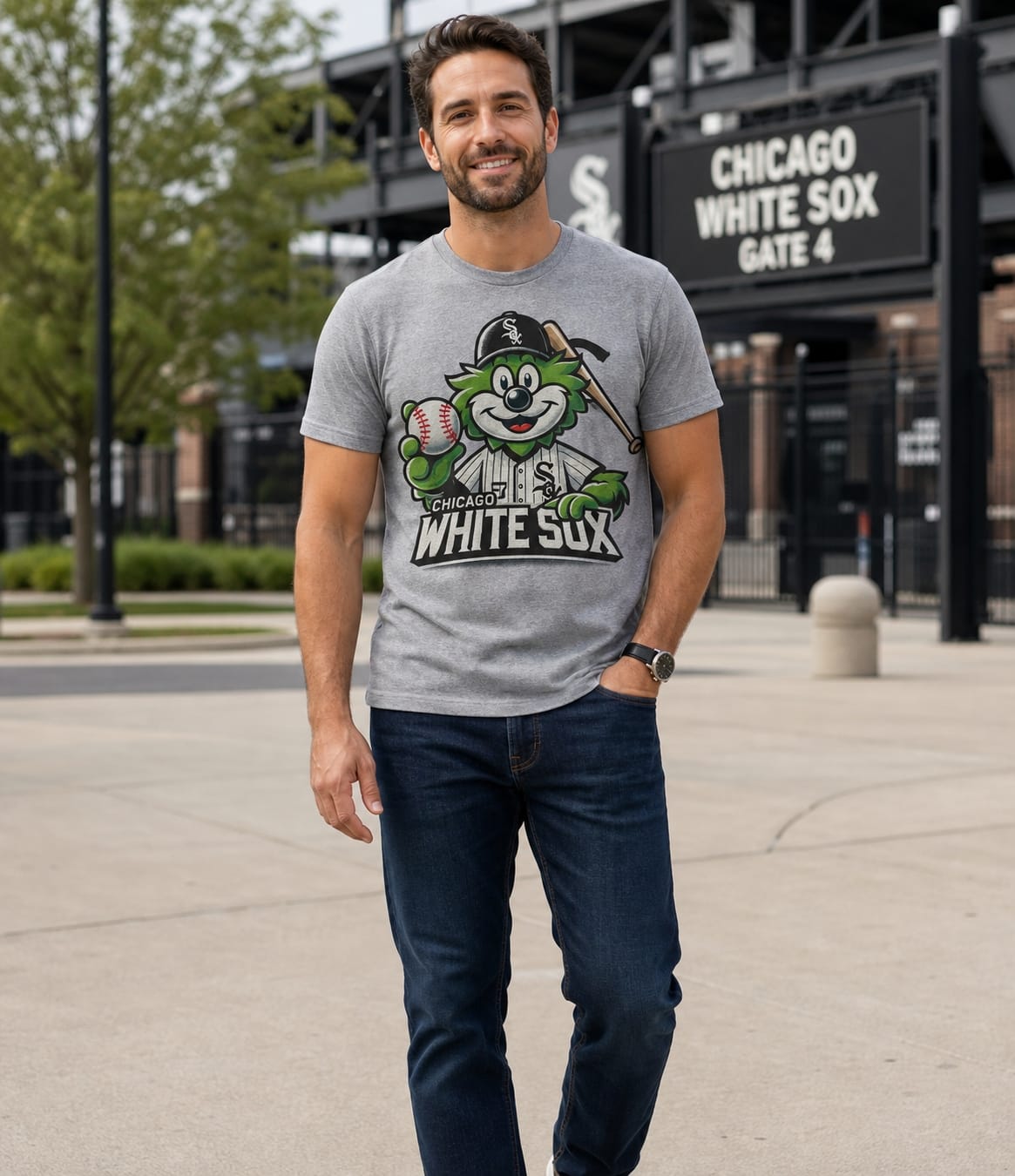 Chicago White Sox Exclusive Retro Baseball Mascot Artwork Shirt