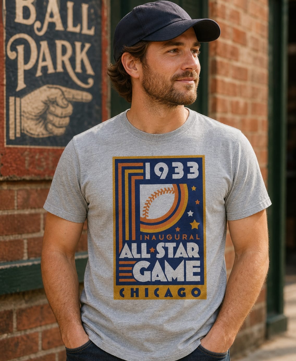 Chicago White Sox Retro All Star Game Baseball 1933 Artwork T-Shirt