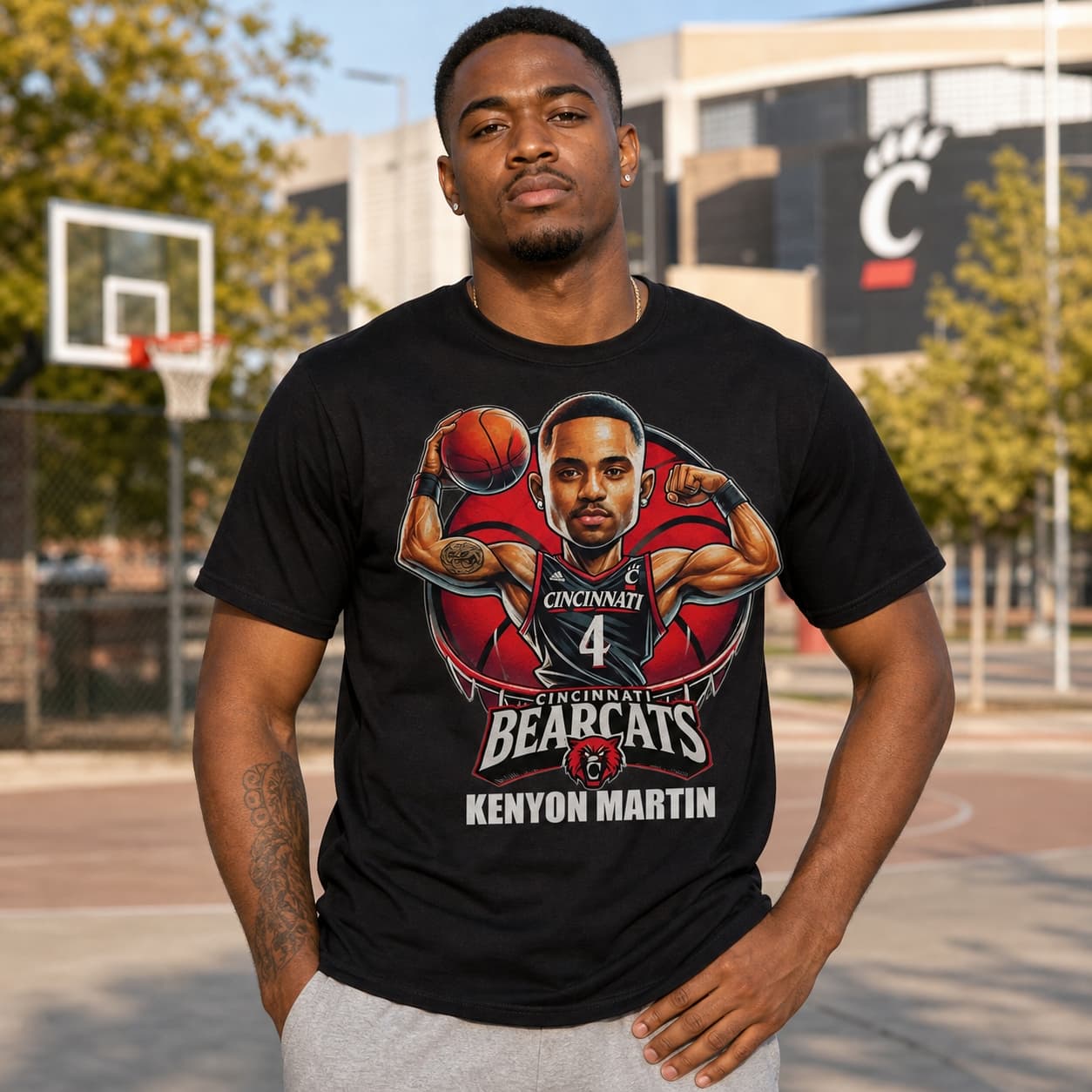 Cincinnati Bearcats Kenyon Martin Exclusive Retro March Madness Basketball Shirt
