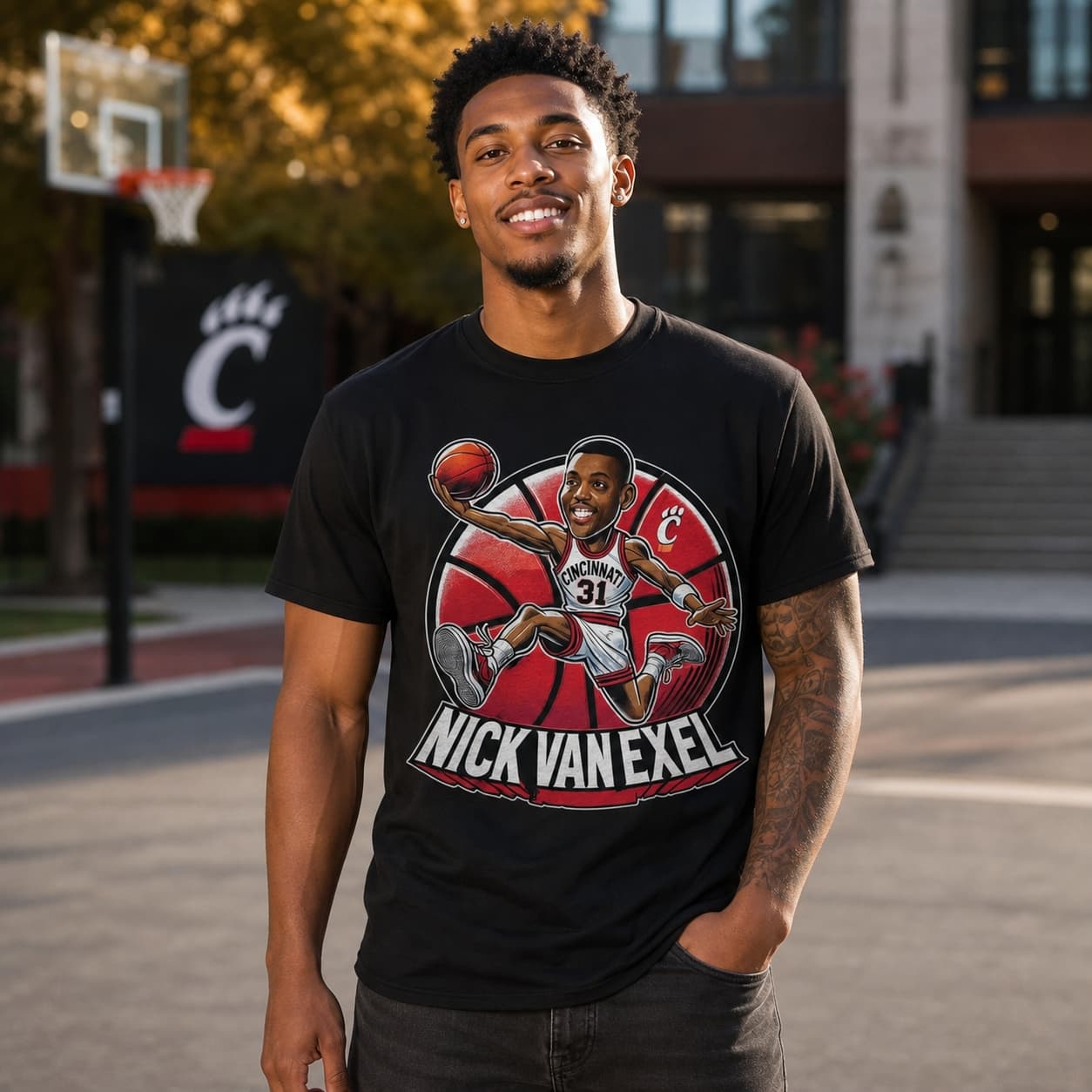 Cincinnati Bearcats Nick Van Exel Exclusive Retro March Madness Basketball Shirt