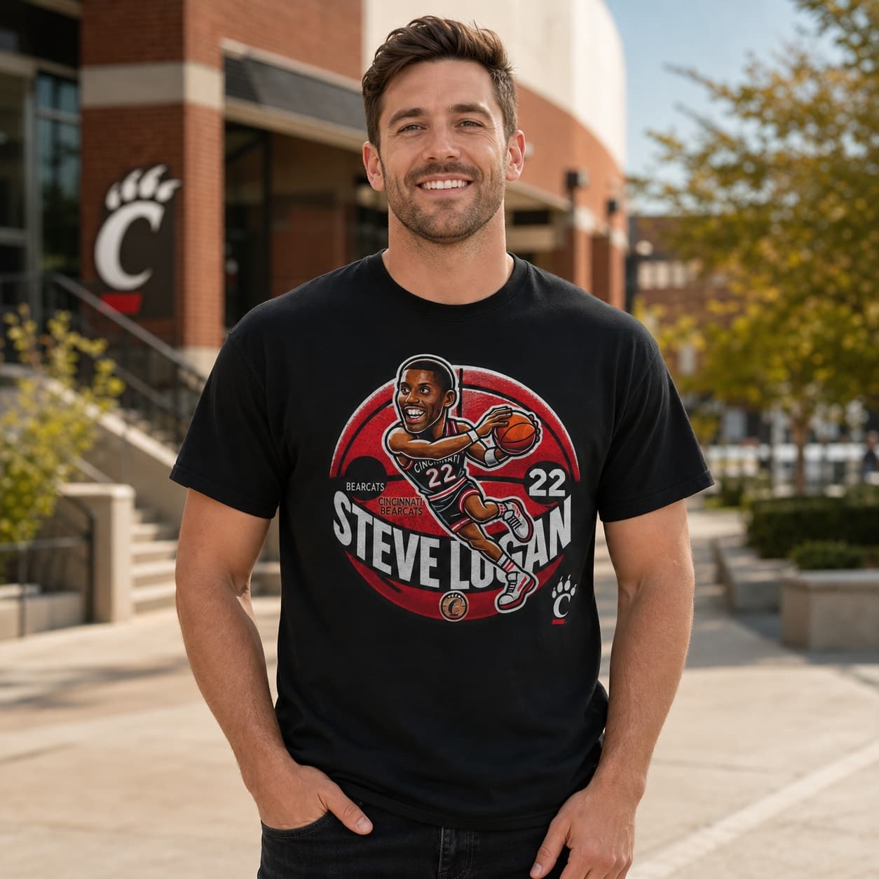 Cincinnati Bearcats Steve Logan Exclusive Retro March Madness Basketball Shirt