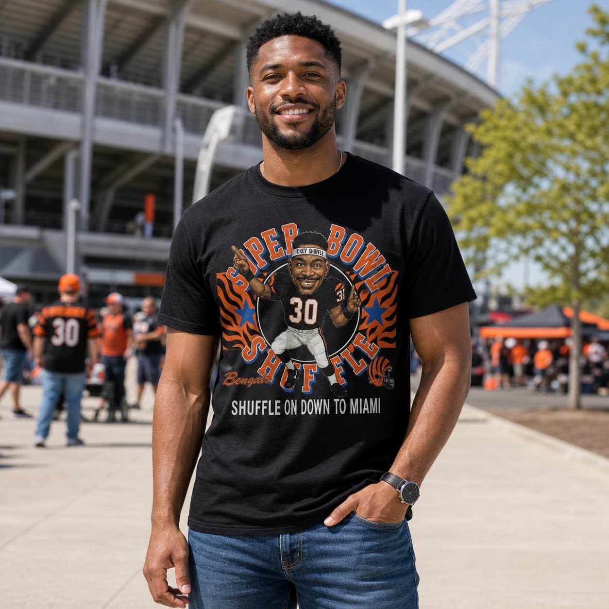 Cincinnati Bengals Ickey Woods Super Bowl Shuffle Exclusive Retro Basketball 1988 Shirt