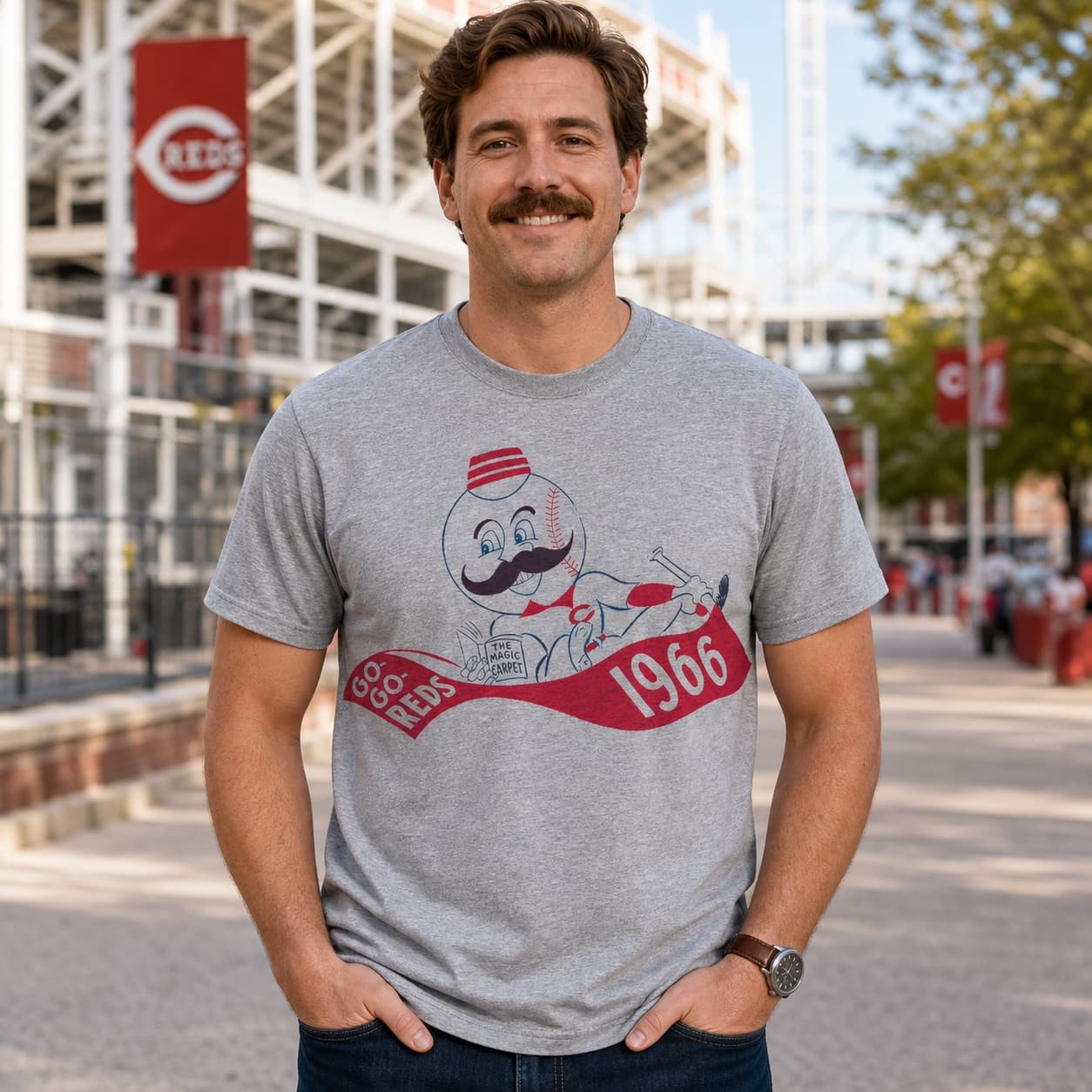 Cincinnati Red Retro Mr. Red Mascot Baseball 1966 Artwork Shirt
