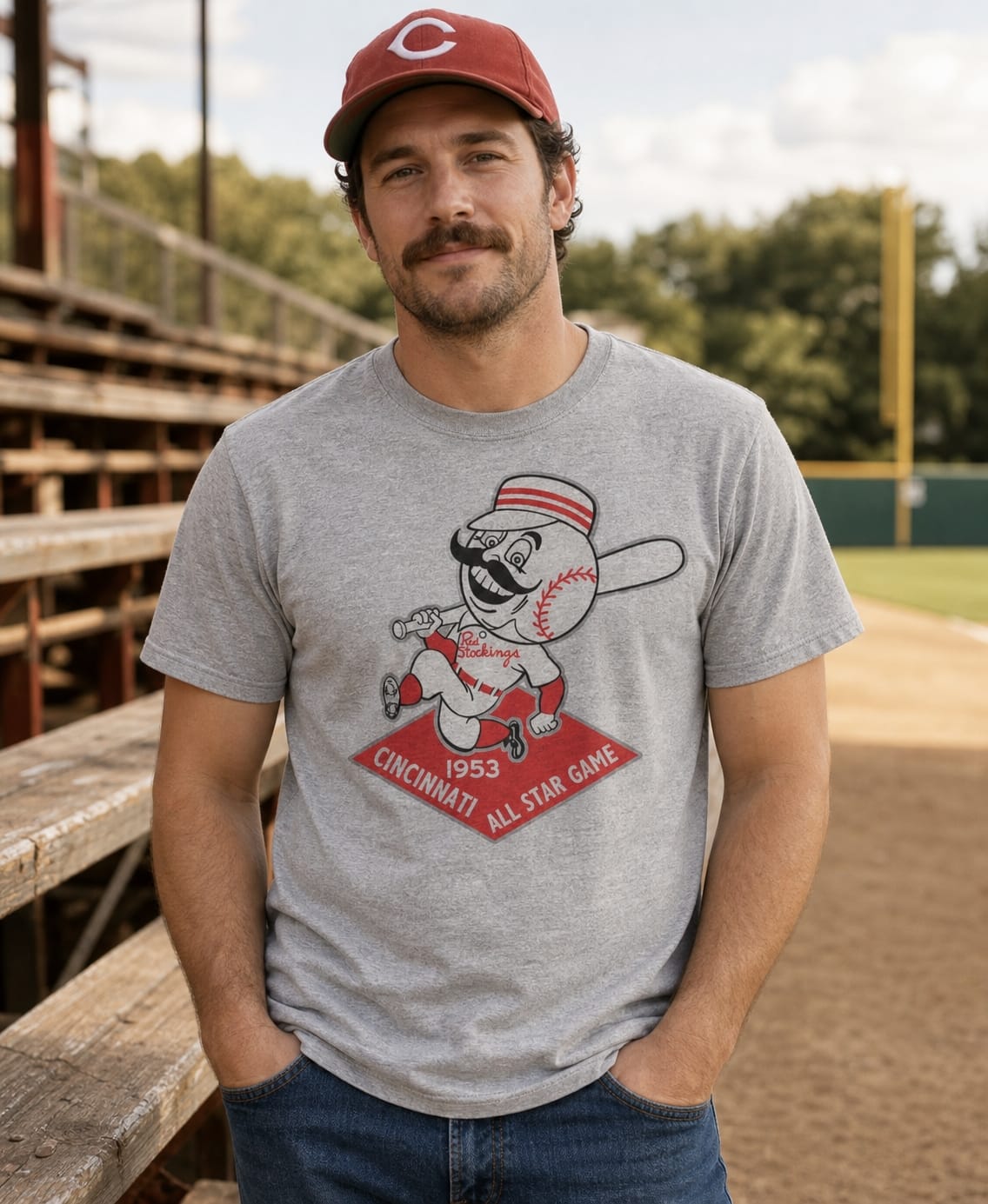 Cincinnati Redlegs Reds Retro All Star Game Baseball 1953 Artwork T-Shirt
