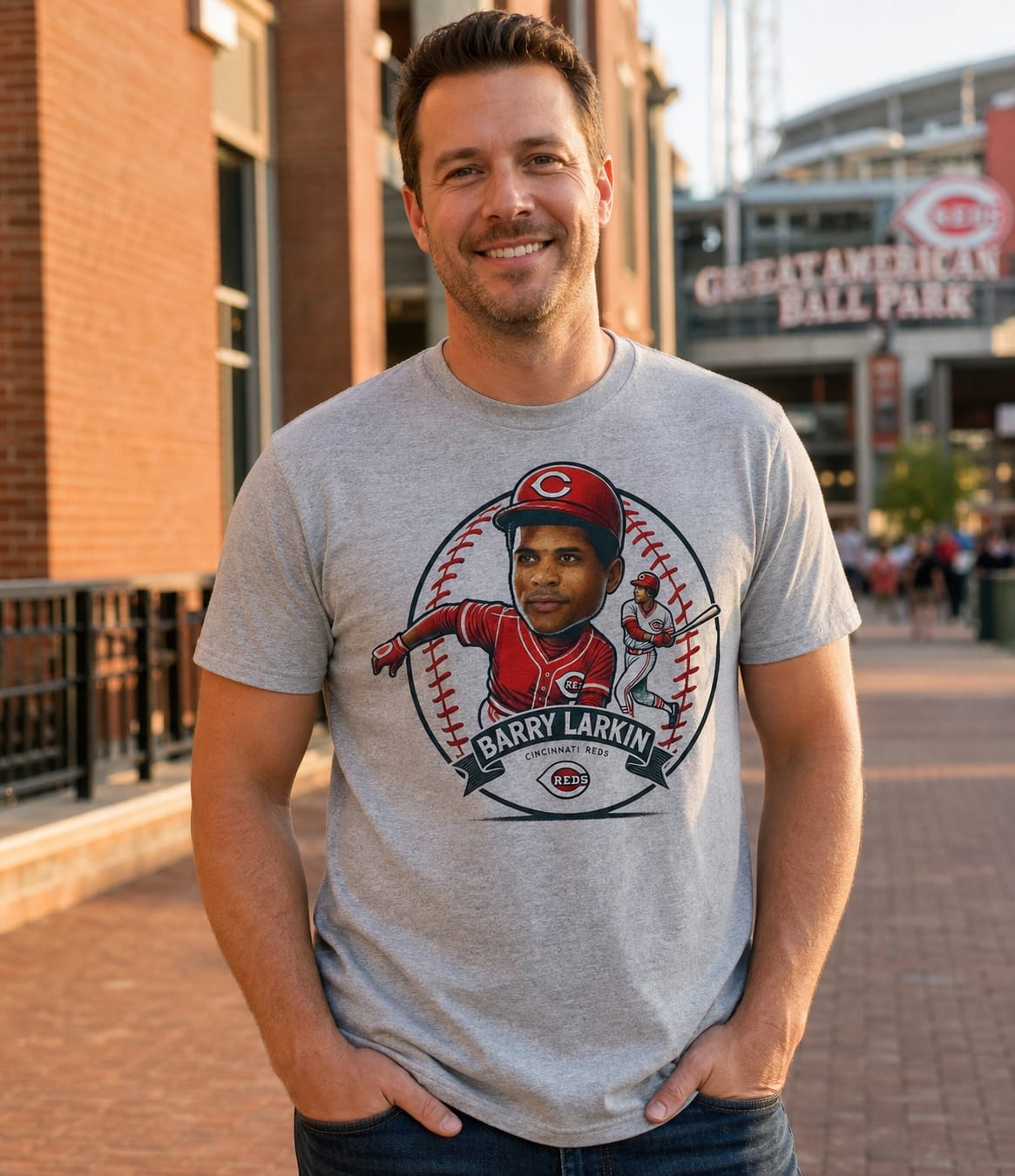 Cincinnati Reds Barry Larkin RC Exclusive Retro Baseball 1987 Artwork Shirt