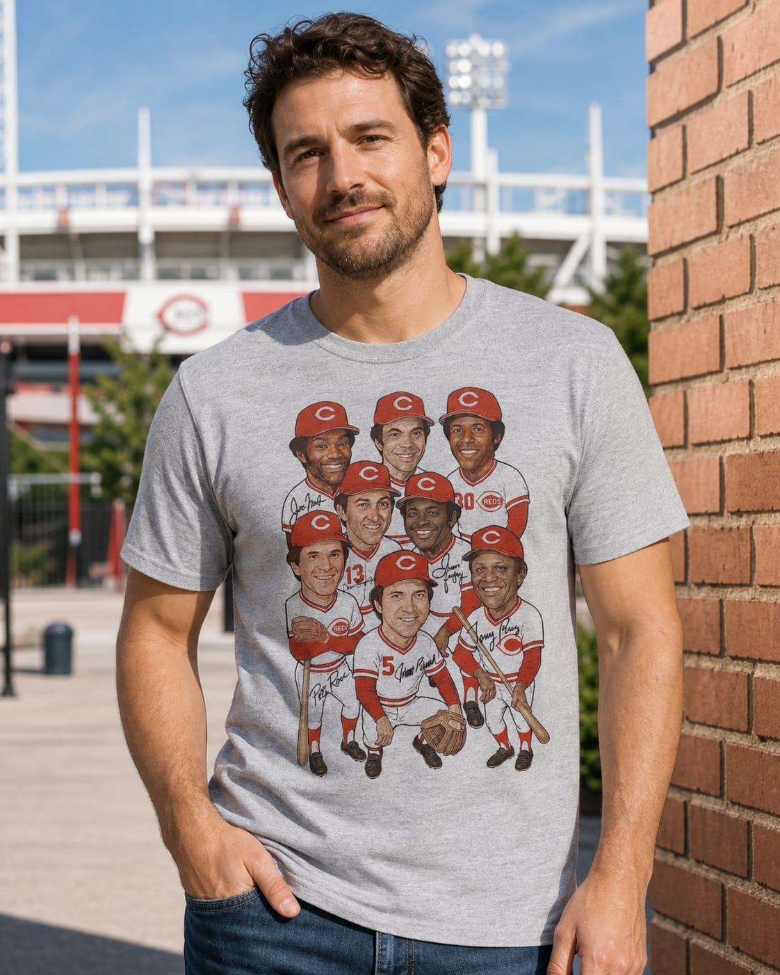 Cincinnati Reds Big Red Machine Exclusive Retro Baseball 1974 Artwork Shirt