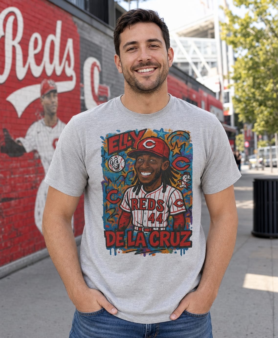 Cincinnati Reds Elly De La Cruz Exclusive Caricature Baseball Artwork Shirt
