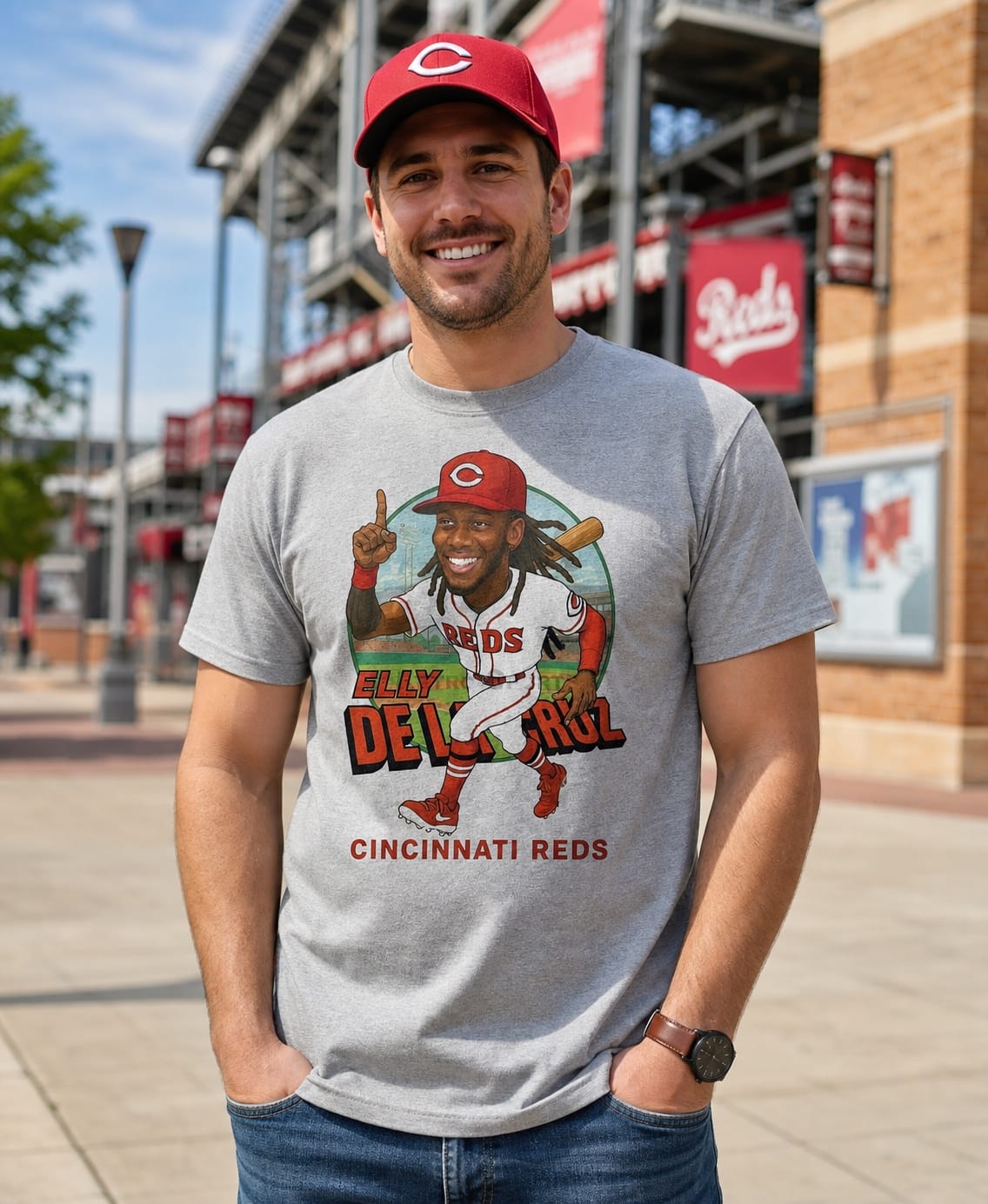 Cincinnati Reds Elly De La Cruz Rookie Exclusive Retro Baseball Artwork Shirt