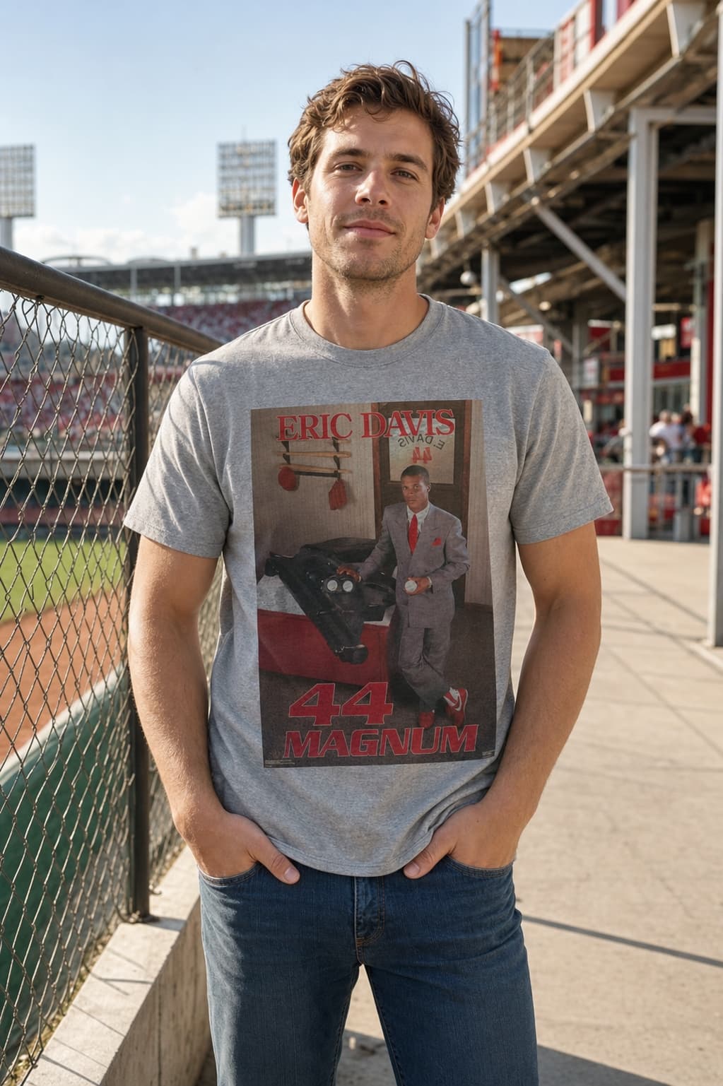 Cincinnati Reds Eric Davis 44 Magnum Exclusive Retro Baseball 1987 Artwork Shirt