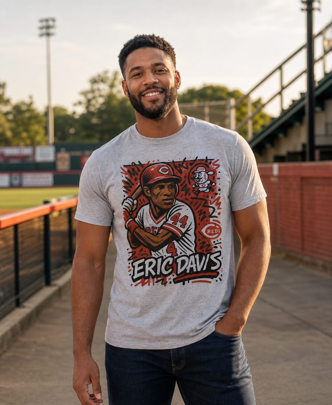 Cincinnati Reds Eric Davis Exclusive Caricature Baseball Artwork Shirt