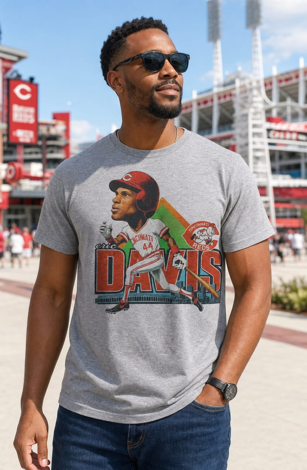 Cincinnati Reds Eric Davis Exclusive Retro Baseball 1987 Artwork Shirt
