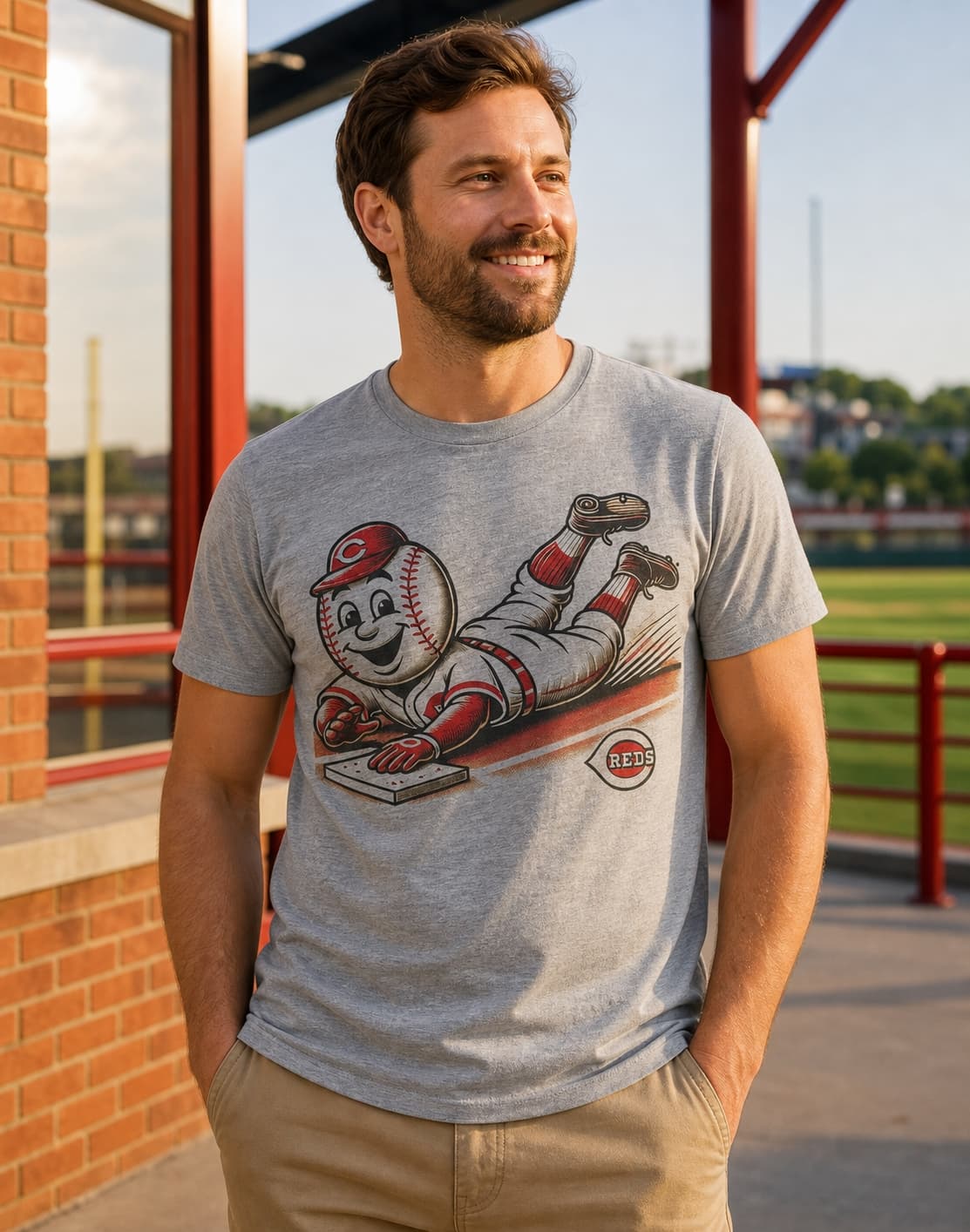 Cincinnati Reds Exclusive Retro Baseball Mascot Artwork Shirt