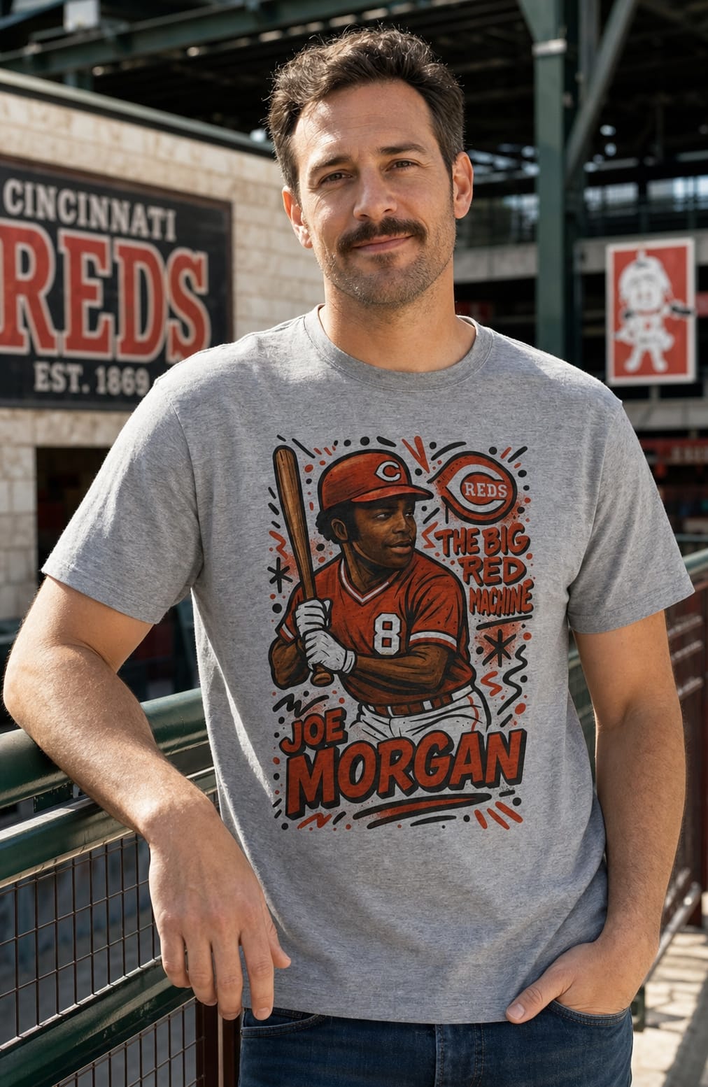 Cincinnati Reds Joe Morgan Big Red Machine Exclusive Caricature Baseball Artwork Shirt