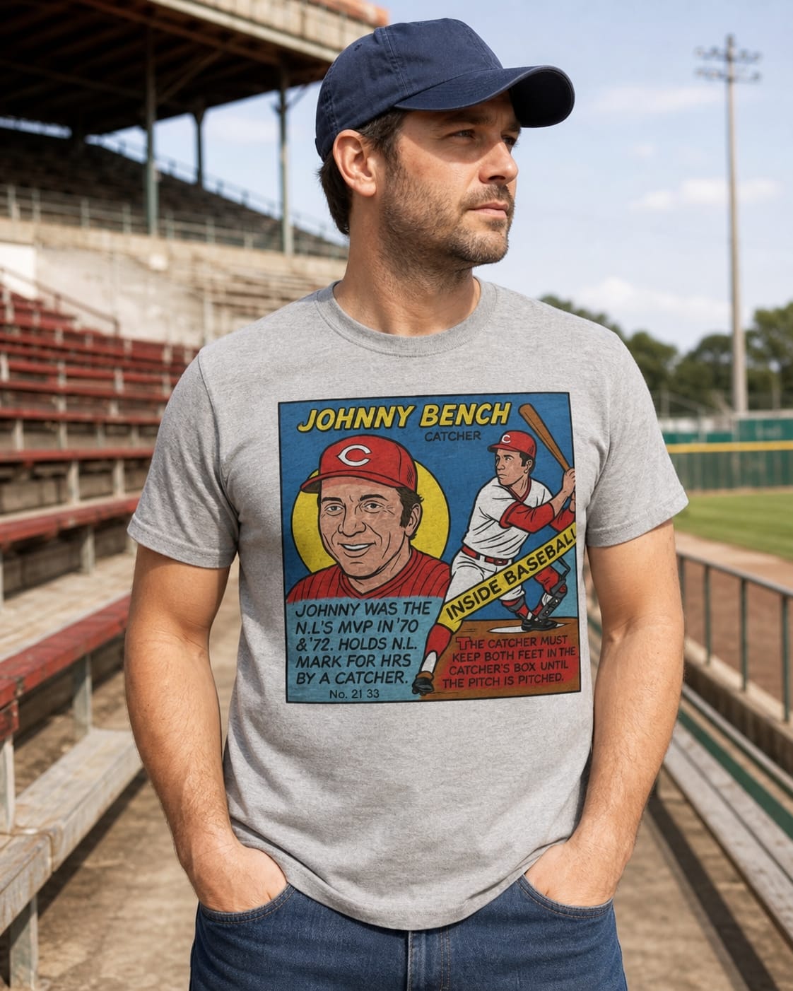 Cincinnati Reds Johnny Bench Exclusive Retro Baseball 1979 Artwork Shirt