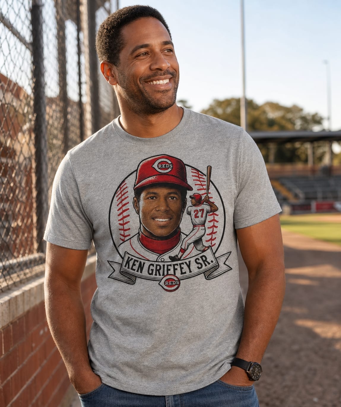 Cincinnati Reds Ken Griffey Sr. Exclusive Retro Baseball Artwork Shirt